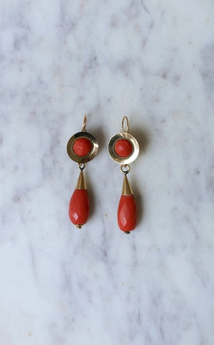 Boucles D'Oreilles Gouttes Corail 9 Boucles D'Oreilles Gouttes Corail – Image 9