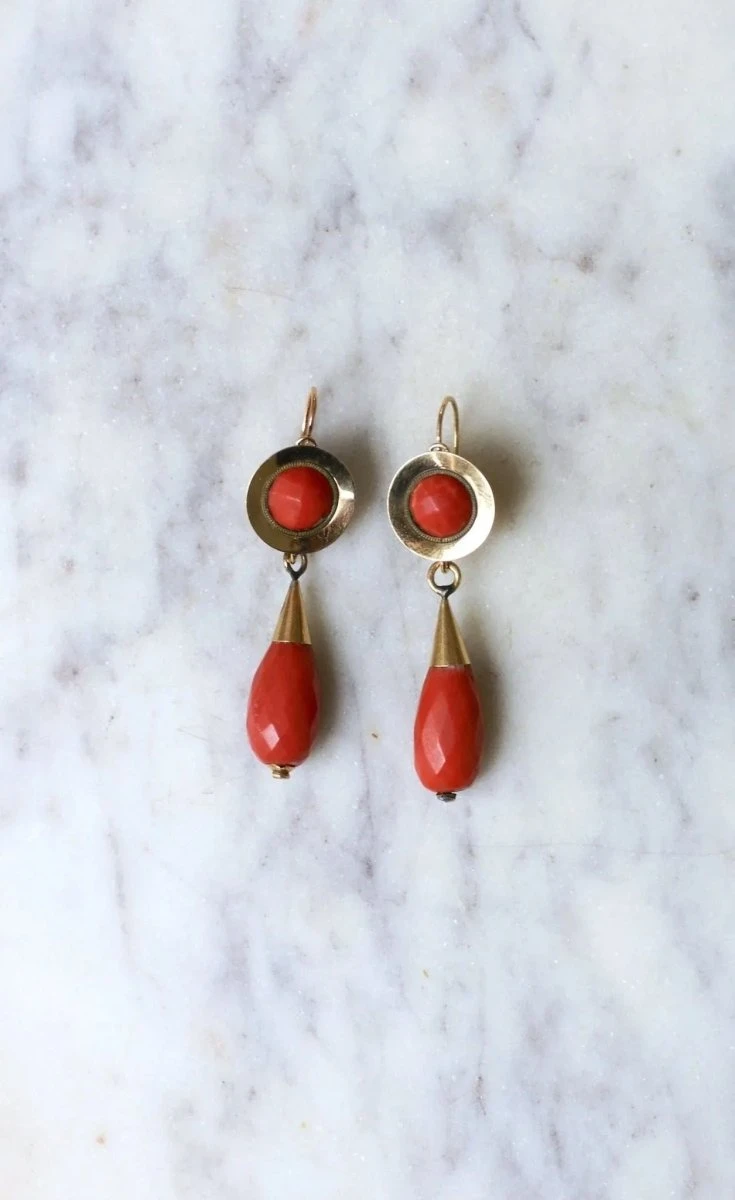 Boucles D'Oreilles Gouttes Corail 5 Boucles D'Oreilles Gouttes Corail – Image 5
