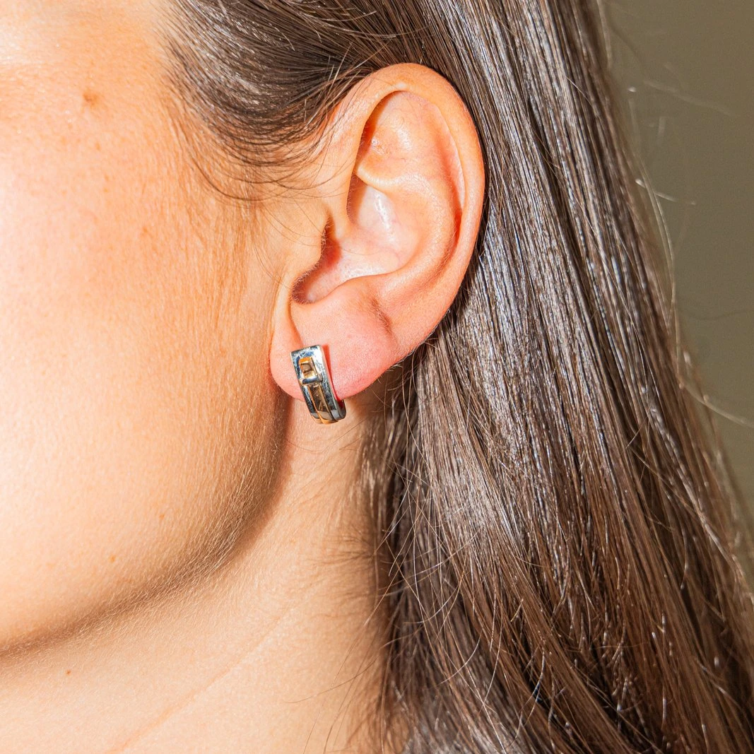 Boucles D'oreilles GUY LAROCHE Dormeuses En Or Blanc Et Or Rose 2 Boucles D'oreilles GUY LAROCHE Dormeuses En Or Blanc Et Or Rose – Image 2