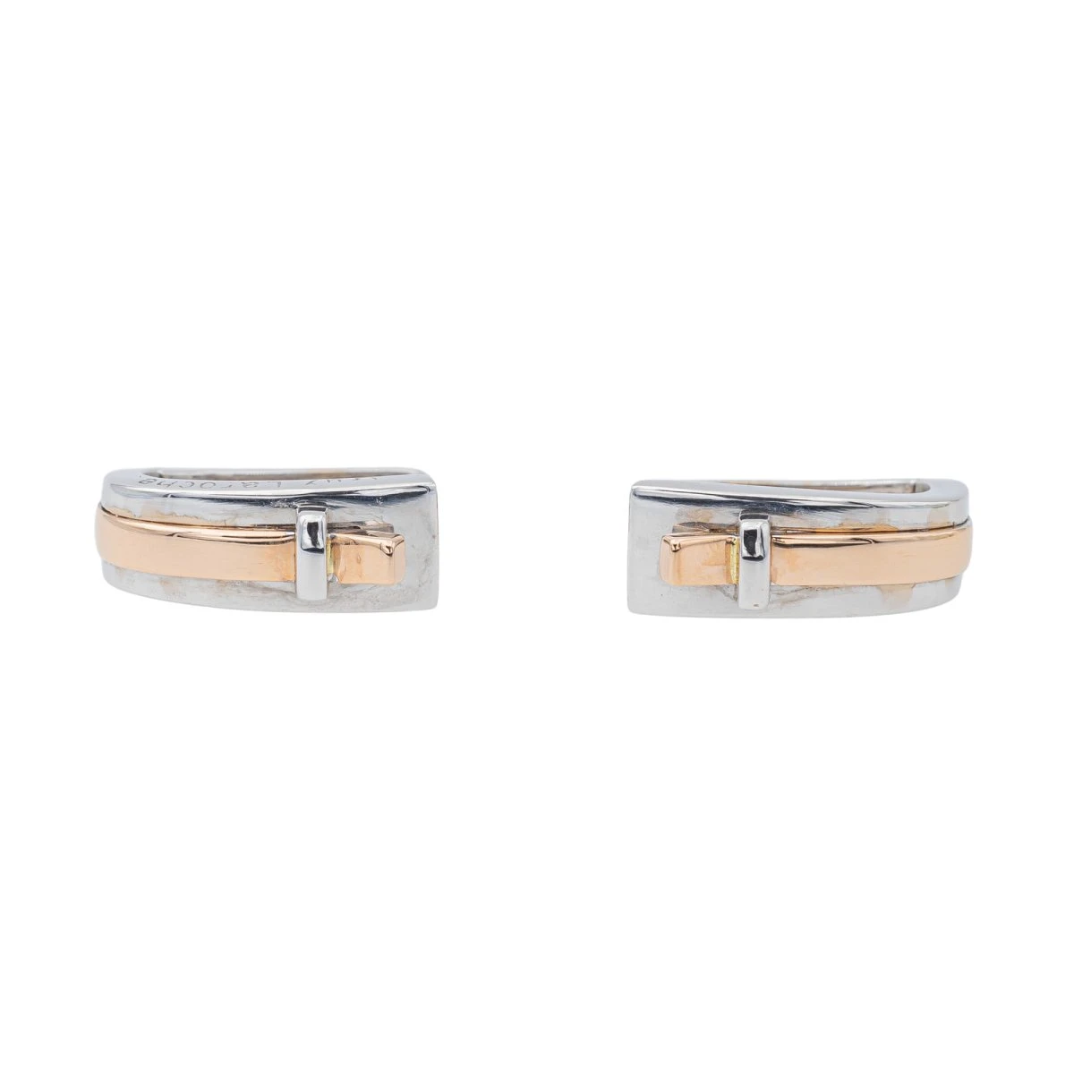 Boucles D'oreilles GUY LAROCHE Dormeuses En Or Blanc Et Or Rose 3 Boucles D'oreilles GUY LAROCHE Dormeuses En Or Blanc Et Or Rose – Image 3