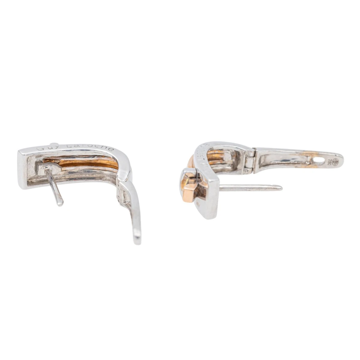 Boucles D'oreilles GUY LAROCHE Dormeuses En Or Blanc Et Or Rose 8 Boucles D'oreilles GUY LAROCHE Dormeuses En Or Blanc Et Or Rose – Image 8