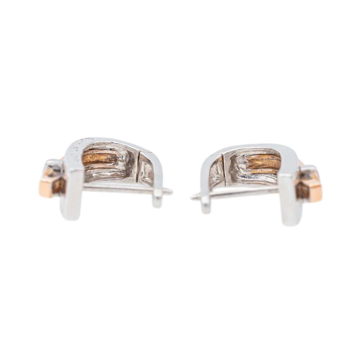 Boucles D'oreilles GUY LAROCHE Dormeuses En Or Blanc Et Or Rose 4 Boucles D'oreilles GUY LAROCHE Dormeuses En Or Blanc Et Or Rose – Image 4