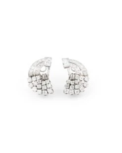 Boucles D'oreilles Lune En Platine Et Diamants