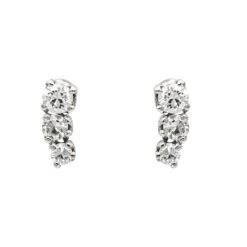 Boucles D'oreilles Or Blanc Diamant