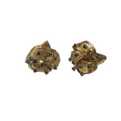 Boucles D'oreilles Or Jaune 18k Saphirs