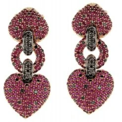 Boucles D'oreilles Or Jaune Diamants Rubis