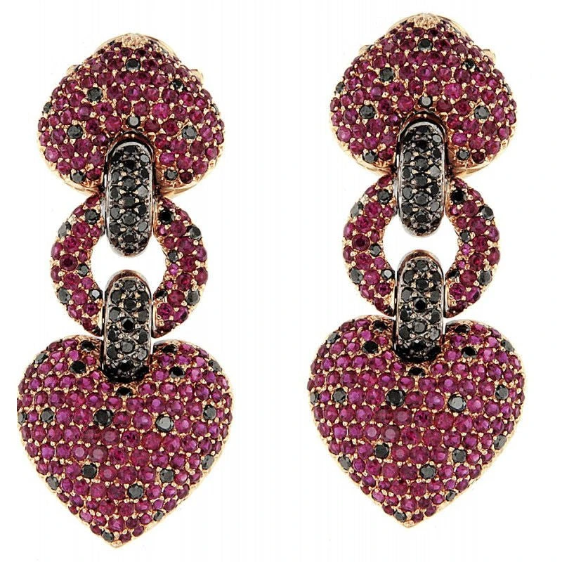 Boucles D'oreilles Or Jaune Diamants Rubis 1 Boucles D'oreilles Or Jaune Diamants Rubis