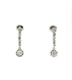 Boucles D'oreilles - Or. Platine & Diamants