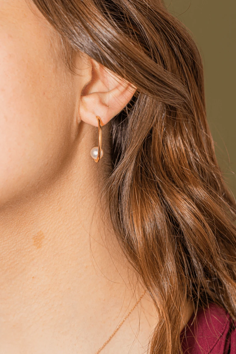 Boucles D'Oreilles Or Rose Avec Perles 2 Boucles D'Oreilles Or Rose Avec Perles – Image 2