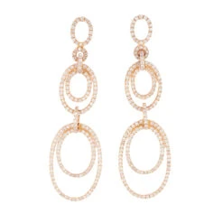 Boucles D'oreilles Or Rose Multi Anneaux En Diamant
