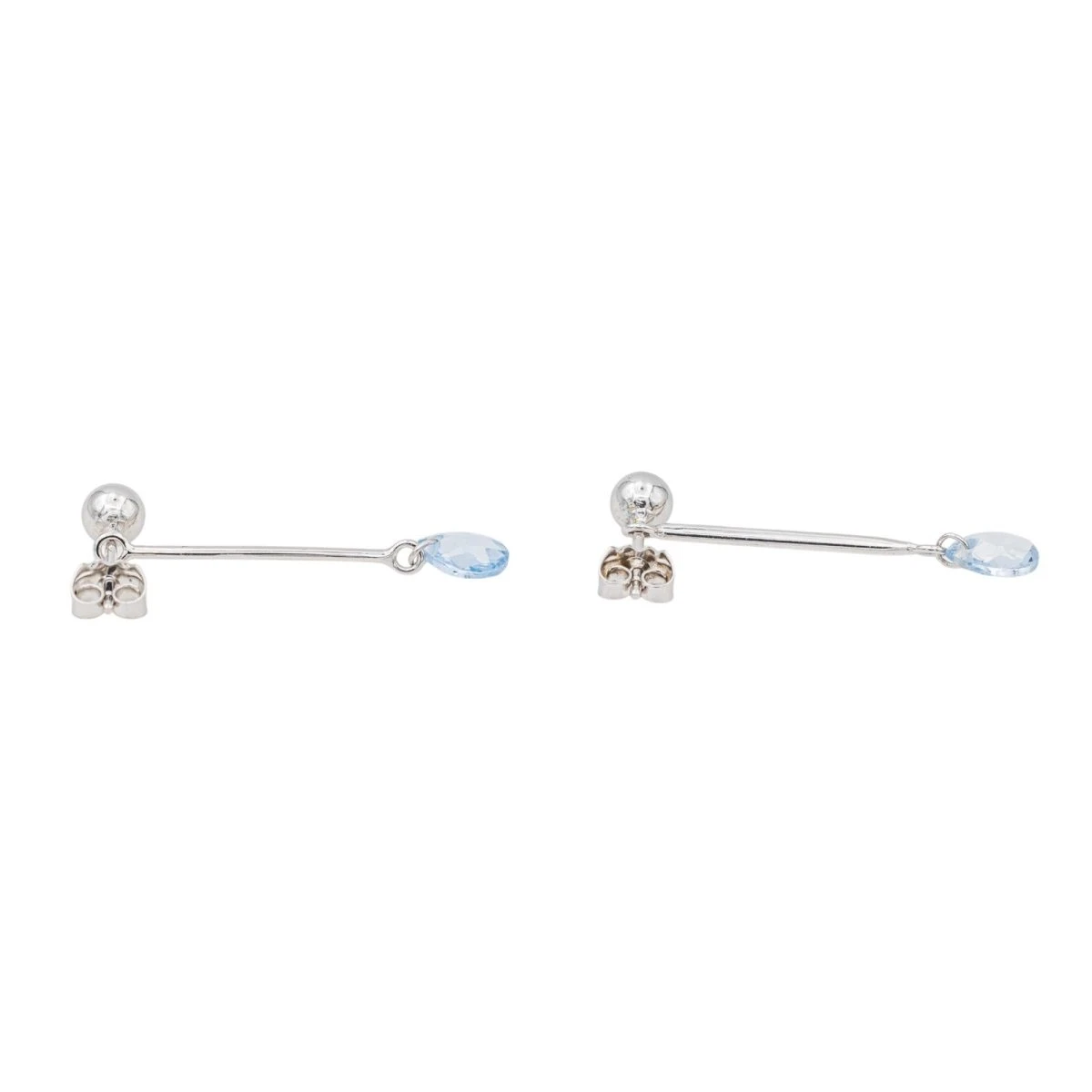 Boucles D'oreilles Pendantes Aigue Marine En Or Blanc 750 4 Boucles D'oreilles Pendantes Aigue Marine En Or Blanc 750 – Image 4
