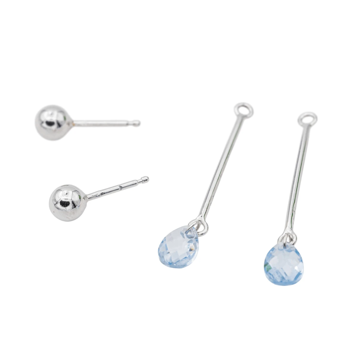Boucles D'oreilles Pendantes Aigue Marine En Or Blanc 750 3 Boucles D'oreilles Pendantes Aigue Marine En Or Blanc 750 – Image 3
