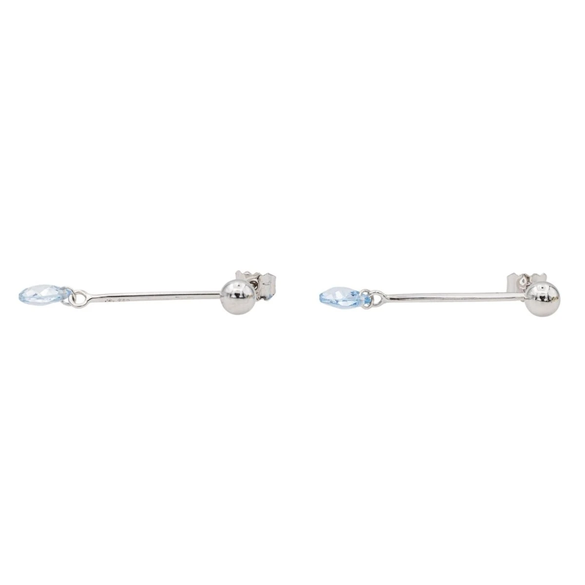 Boucles D'oreilles Pendantes Aigue Marine En Or Blanc 750 8 Boucles D'oreilles Pendantes Aigue Marine En Or Blanc 750 – Image 8