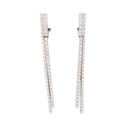 Miller Boucles D'oreilles Pendantes, "Barettes" En Or Blanc Et Diamants
