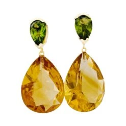 Miller Boucles D'oreilles Pendantes, Citrines Et Péridots
