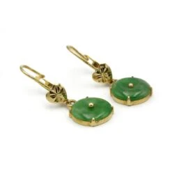 Boucles D'oreilles - Or & Jade -Castafiore Boutique boucles doreilles pendantes en or jaune et jadeite 571526