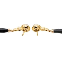 Boucles D'oreilles Pendantes En Or Jaune, Perles, Onyx Et Diamants 9 Boucles D'oreilles Pendantes En Or Jaune, Perles, Onyx Et Diamants -Castafiore Boutique boucles doreilles pendantes en or jaune perles onyx et diamants 453984