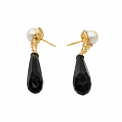 Boucles D'oreilles Pendantes En Or Jaune, Perles, Onyx Et Diamants 8 Boucles D'oreilles Pendantes En Or Jaune, Perles, Onyx Et Diamants -Castafiore Boutique boucles doreilles pendantes en or jaune perles onyx et diamants 759234