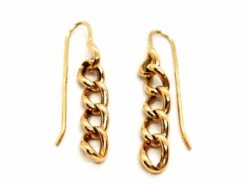 Boucles D'oreilles Pendantes Maille En Or Jaune
