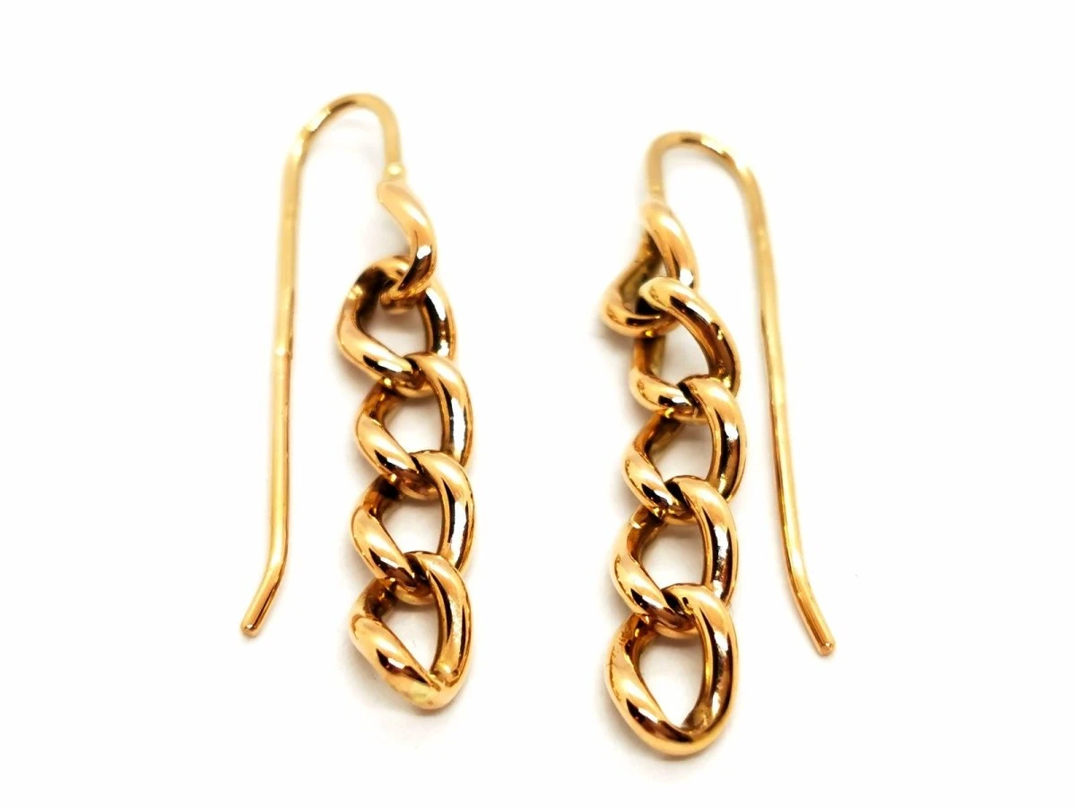 Boucles D'oreilles Pendantes Maille En Or Jaune 1 Boucles D'oreilles Pendantes Maille En Or Jaune