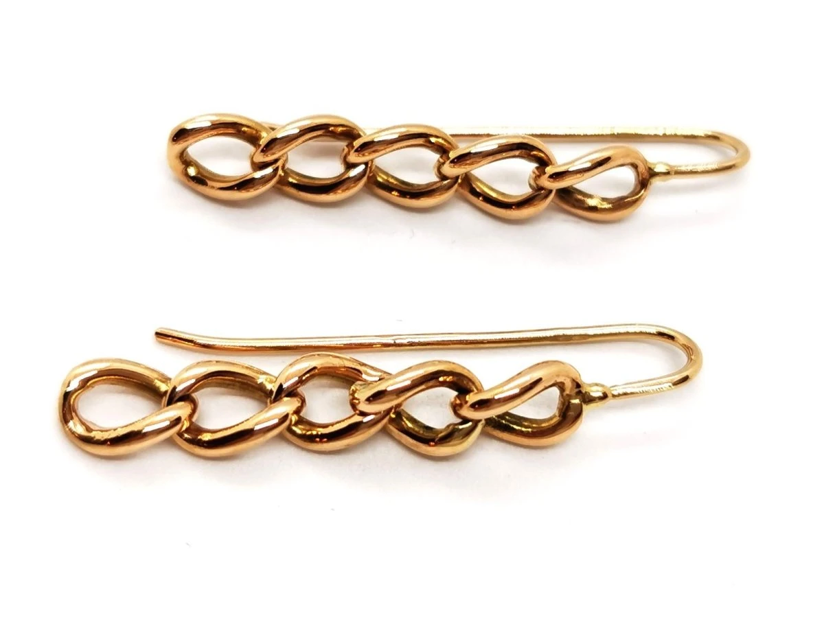 Boucles D'oreilles Pendantes Maille En Or Jaune 3 Boucles D'oreilles Pendantes Maille En Or Jaune – Image 3