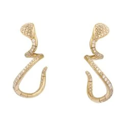Miller Boucles D'oreilles Pendantes PASQUALE BRUNI "Snake" En Or Rose Et Diamants
