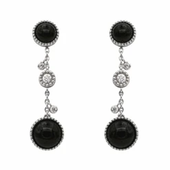 Boucles D'oreilles Pendantes SUSIE OTÉRO En Or Blanc, Onyx Et Diamants