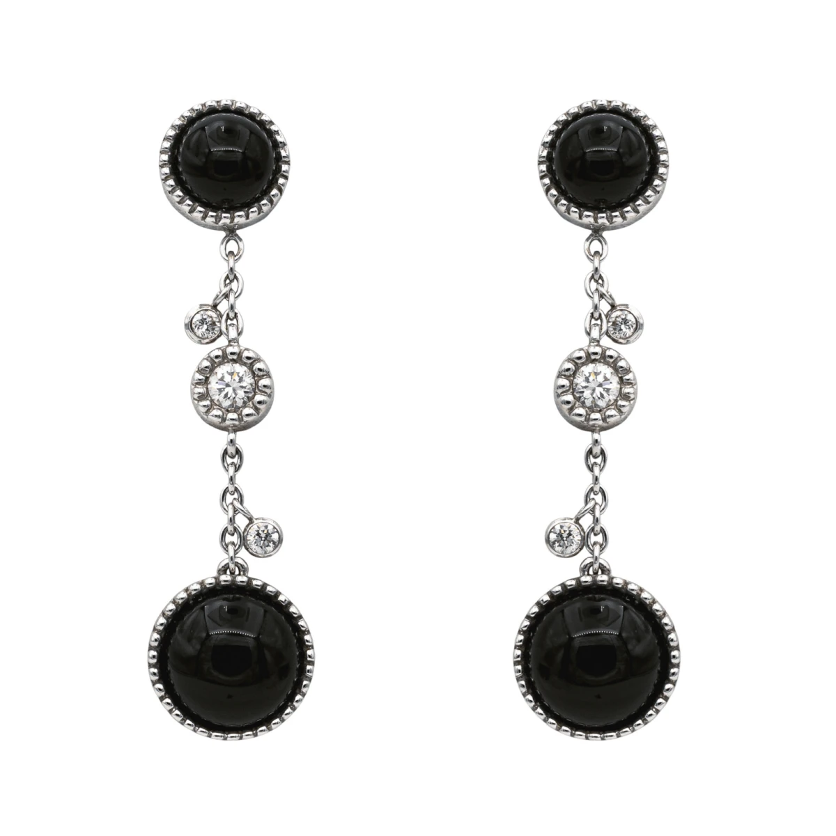 Boucles D'oreilles Pendantes SUSIE OTÉRO En Or Blanc, Onyx Et Diamants 1 Boucles D'oreilles Pendantes SUSIE OTÉRO En Or Blanc, Onyx Et Diamants