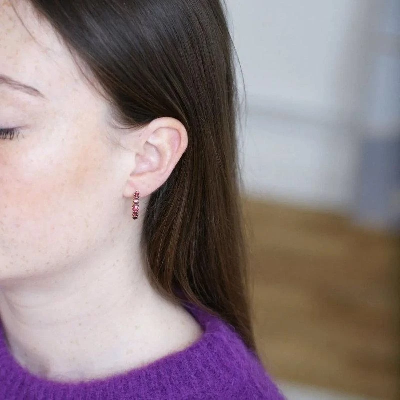 Boucles D'oreilles Poissardes, Grenats, Or Jaune 2 Boucles D'oreilles Poissardes, Grenats, Or Jaune – Image 2