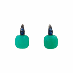 Miller Boucles D'oreilles Dormeuses POMELLATO "Capri" En Or, Chrysoprase Et Saphirs