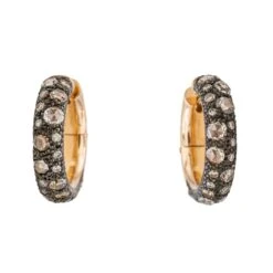 Boucles D'oreilles Pomellato Créoles Tango Or Rose Diamant Brun