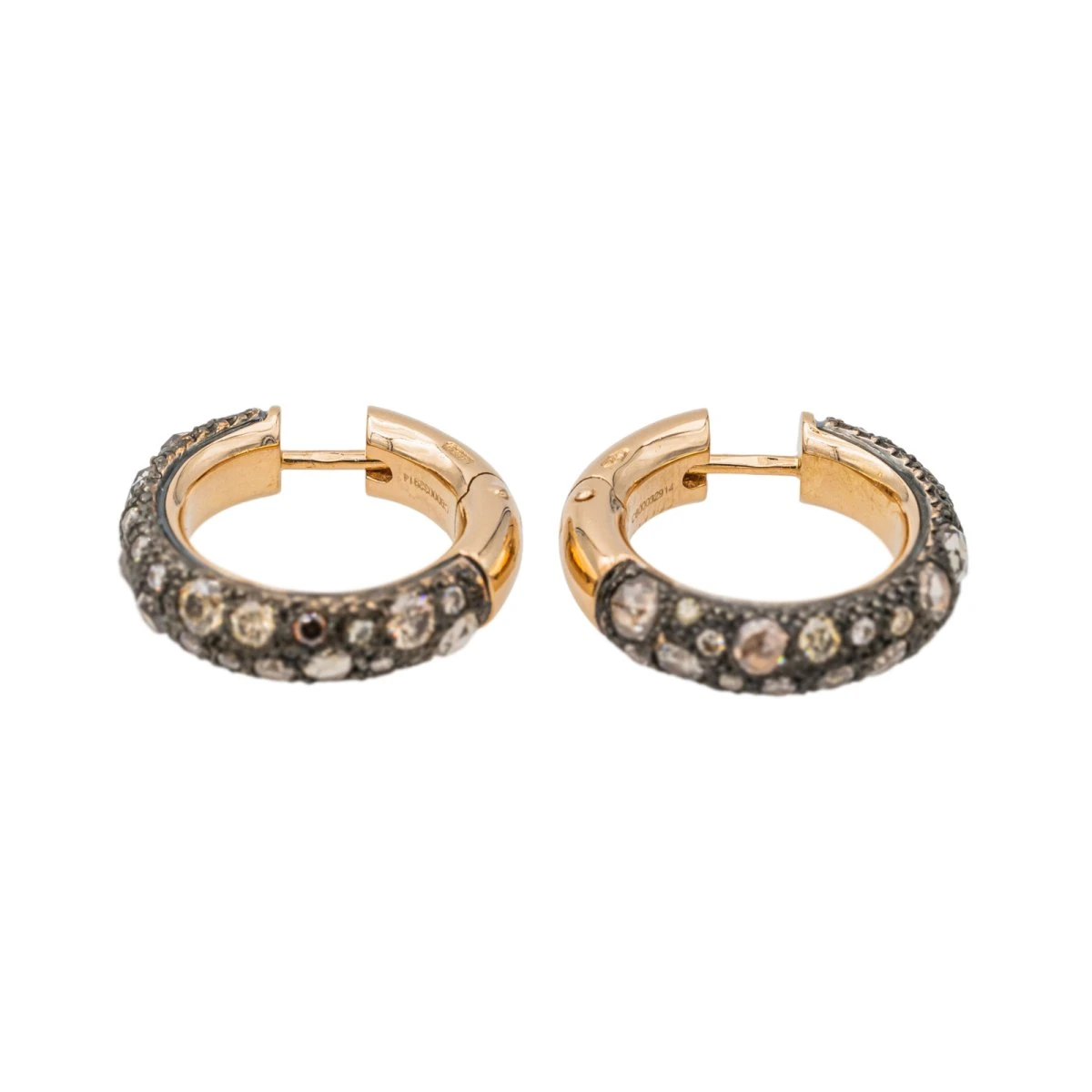 Boucles D'oreilles Pomellato Créoles Tango Or Rose Diamant Brun 4 Boucles D'oreilles Pomellato Créoles Tango Or Rose Diamant Brun – Image 4