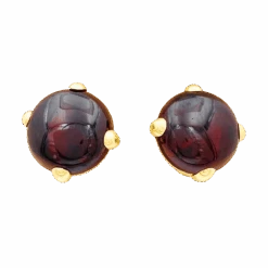 Miller Boucles D'oreilles Clips POMELLATO "Griffe" En Or Jaune Et Grenat