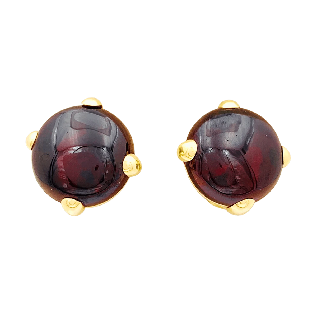 Miller Boucles D'oreilles Clips POMELLATO "Griffe" En Or Jaune Et Grenat 1 Miller Boucles D'oreilles Clips POMELLATO "Griffe" En Or Jaune Et Grenat