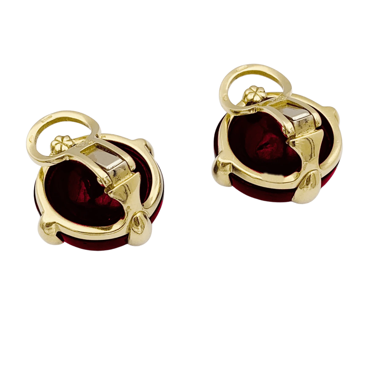 Miller Boucles D'oreilles Clips POMELLATO "Griffe" En Or Jaune Et Grenat 4 Miller Boucles D'oreilles Clips POMELLATO "Griffe" En Or Jaune Et Grenat – Image 4