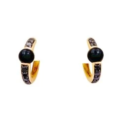 Miller Boucles D'oreilles POMELLATO "M'ama Non M'ama" En Or Rose, Onyx Et Diamants