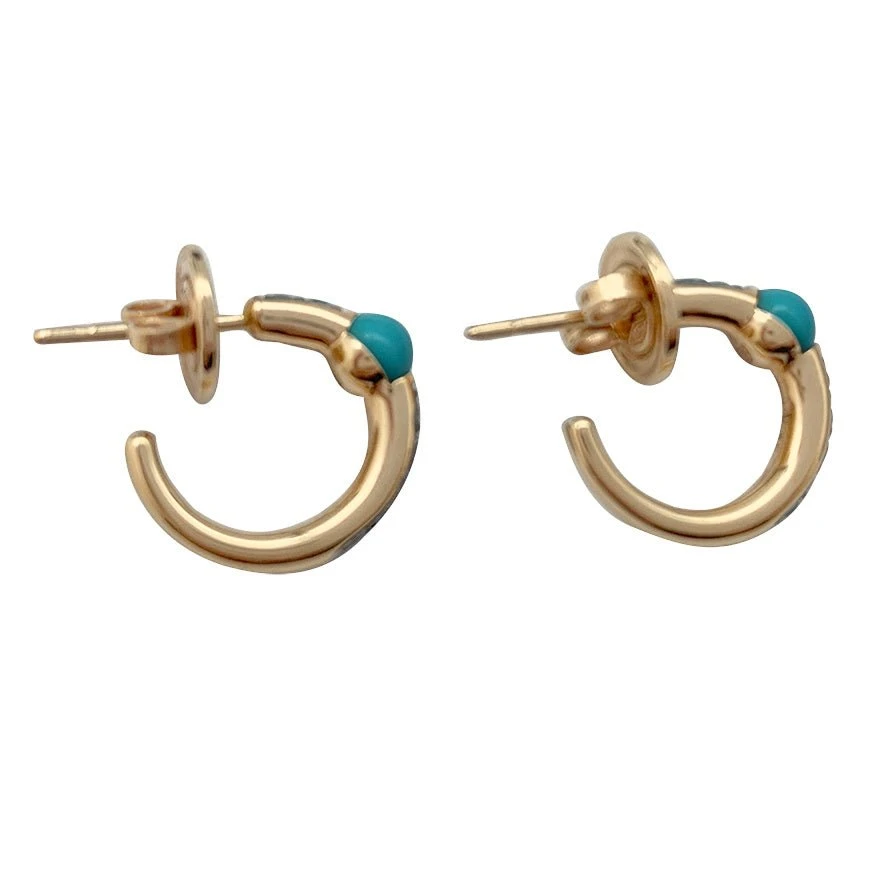 Miller Boucles D'oreilles POMELLATO "M'ama Non M'ama" En Or Rose, Zircons Et Turquoises 5 Miller Boucles D'oreilles POMELLATO "M'ama Non M'ama" En Or Rose, Zircons Et Turquoises – Image 5