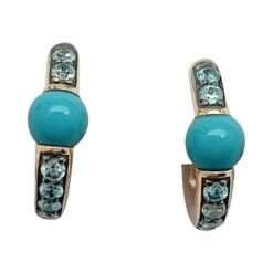 Miller Boucles D'oreilles POMELLATO "M'ama Non M'ama" En Or Rose, Zircons Et Turquoises