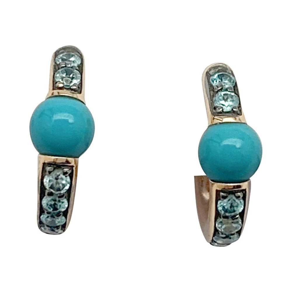 Miller Boucles D'oreilles POMELLATO "M'ama Non M'ama" En Or Rose, Zircons Et Turquoises 1 Miller Boucles D'oreilles POMELLATO "M'ama Non M'ama" En Or Rose, Zircons Et Turquoises