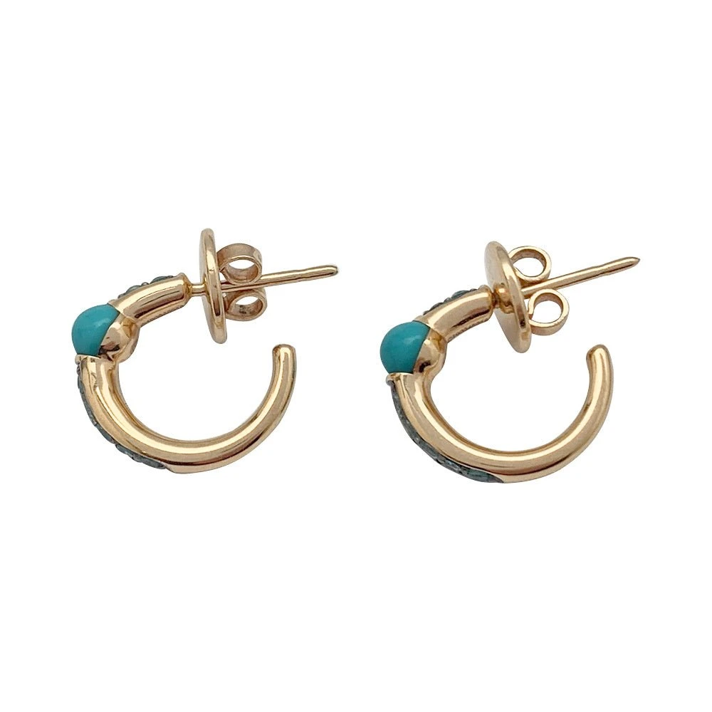 Miller Boucles D'oreilles POMELLATO "M'ama Non M'ama" En Or Rose, Zircons Et Turquoises 4 Miller Boucles D'oreilles POMELLATO "M'ama Non M'ama" En Or Rose, Zircons Et Turquoises – Image 4