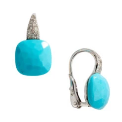 Boucles D'oreilles Pomellato Modèle Capri En Or Gris Et Turquoise -Castafiore Boutique boucles doreilles pomellato modele capri en or gris et turquoise 280143