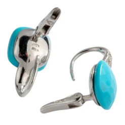 Boucles D'oreilles Pomellato Modèle Capri En Or Gris Et Turquoise -Castafiore Boutique boucles doreilles pomellato modele capri en or gris et turquoise 743950
