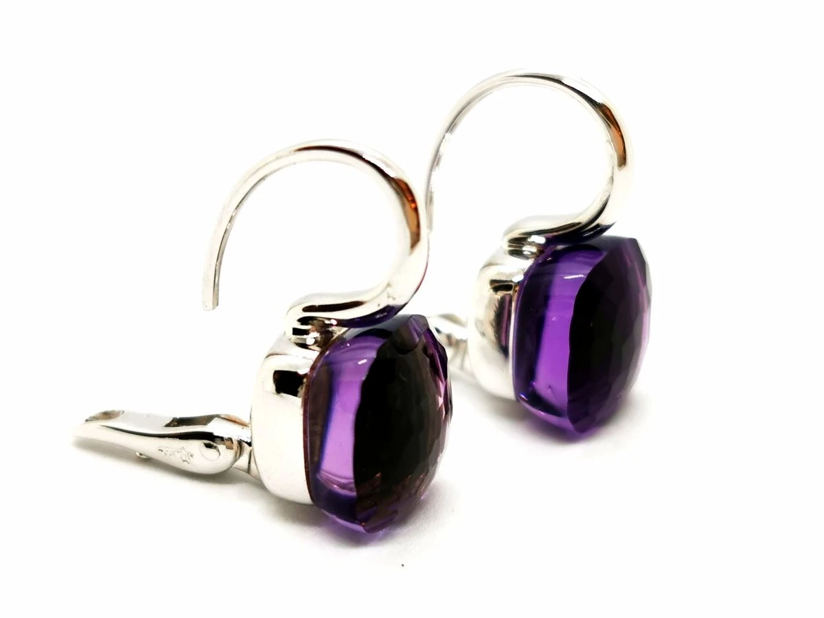 Boucles D'oreilles POMELLATO "Nudo Classic" En Or Blanc Et Améthyste 2 Boucles D'oreilles POMELLATO "Nudo Classic" En Or Blanc Et Améthyste – Image 2