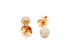 Boucles D'oreilles Puces Boules Pavées Diamants En Or Rose -Castafiore Boutique boucles doreilles puces boules pavees diamants en or rose 995449