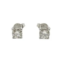 Boucles D'oreilles Puces En Or Blanc Et Diamants Naturels