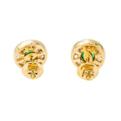 Boucles D'oreilles Puces En Or Jaune, émeraudes Et Diamants -Castafiore Boutique boucles doreilles puces en or jaune emeraudes et diamants 760332