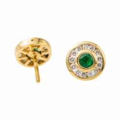 Boucles D'oreilles Puces En Or Jaune, émeraudes Et Diamants -Castafiore Boutique boucles doreilles puces en or jaune emeraudes et diamants 992306