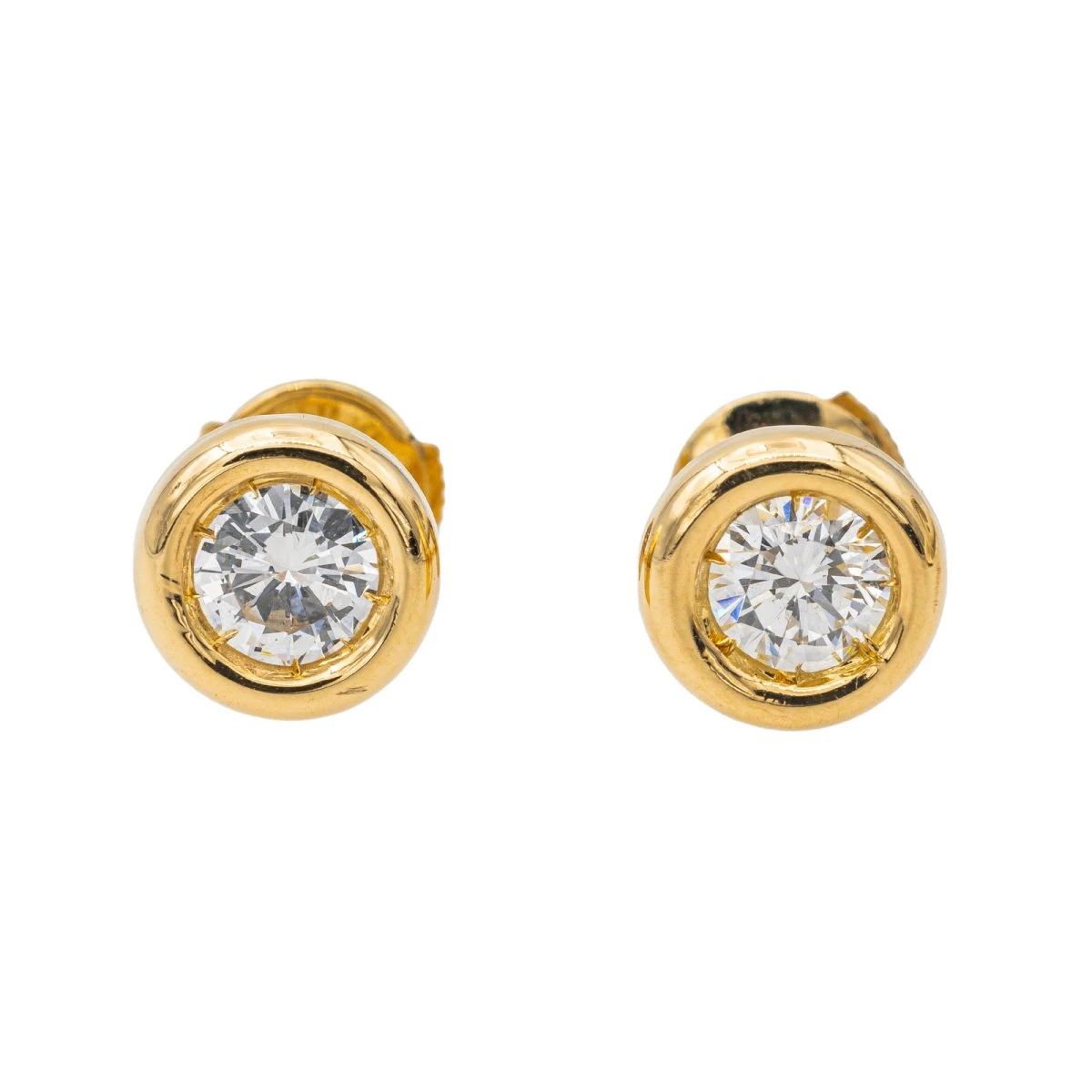 Boucles D'oreilles Puces En Or Jaune Et Diamant 4 Boucles D'oreilles Puces En Or Jaune Et Diamant – Image 4