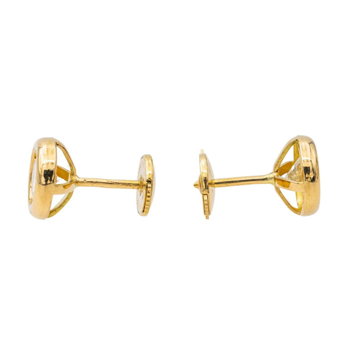 Boucles D'oreilles Puces En Or Jaune Et Diamant 3 Boucles D'oreilles Puces En Or Jaune Et Diamant – Image 3