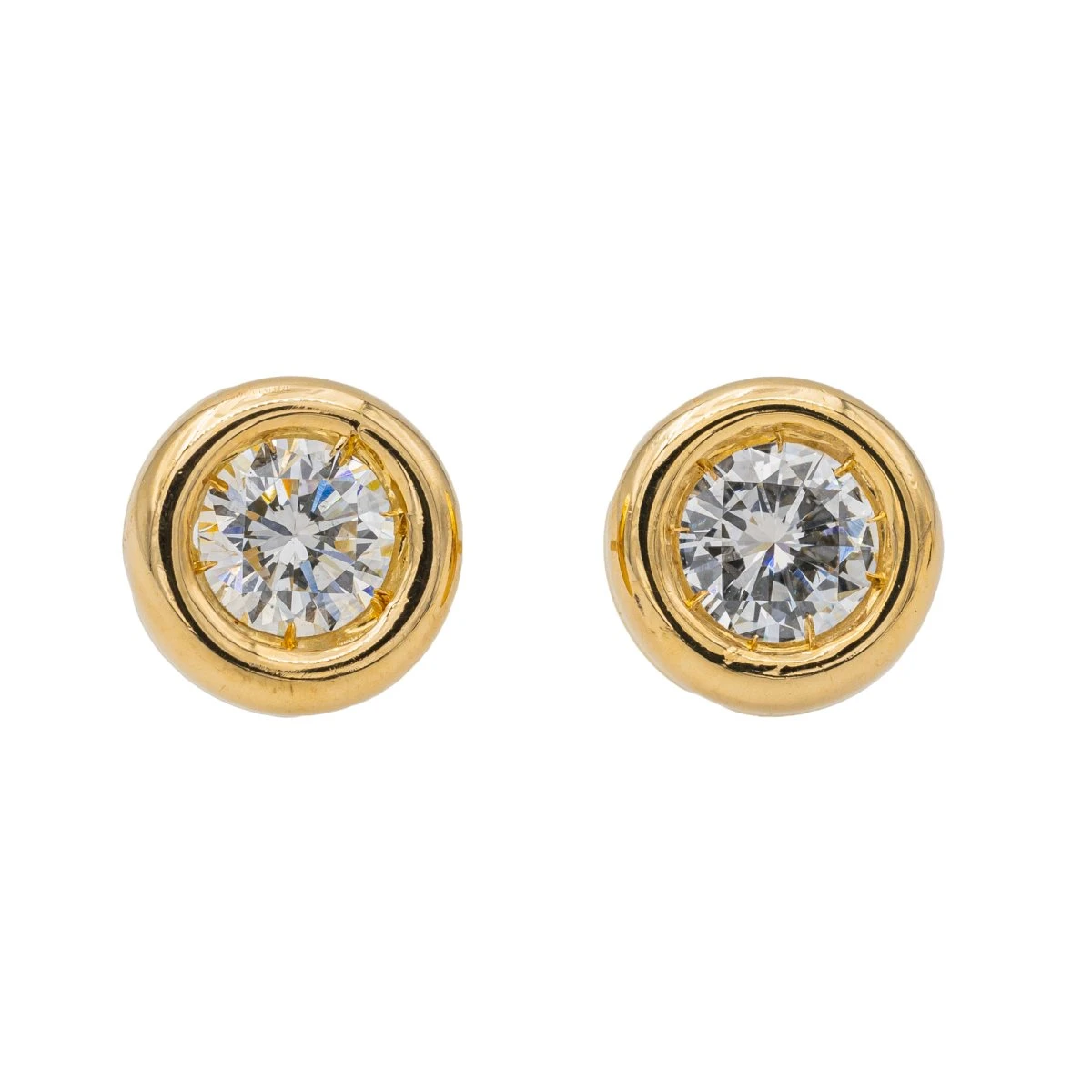 Boucles D'oreilles Puces En Or Jaune Et Diamant 1 Boucles D'oreilles Puces En Or Jaune Et Diamant